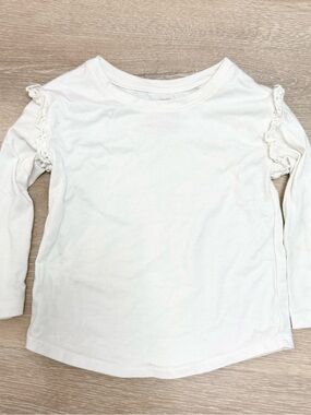 Cat & Jack White Long Sleeve Top with Shoulder Ruffles